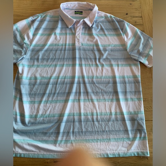 Ben Hogan Performance Stripe‎ Polo Shirt Recycled Poly  Men’s 3XL Blue White Pre - Picture 1 of 6